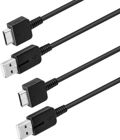 2 Set Data Kabels en Opladers voor PSVita - Vervangende USB Oplaadkabels Geschikt voor Sony Playstation Vita, PSVita 1000 - 1.2m, Snelle Oplading en Duurzaam Ontwerp