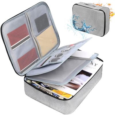 Documentenpaspoorttas met hoge capaciteit, 3/5 lagen Oxford met slot Documentenorganizer, grote ruimte voor A4-mappen, certificaten gray