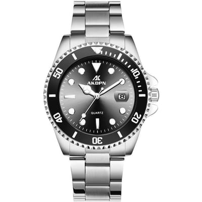 Horloge voor koppel Eén man en één vrouw Waterdicht Lichtgevend Kalender Stalen band Horloge Mode Zakelijk gray