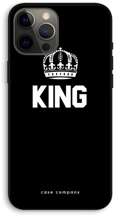 Case Company® - Hoesje geschikt voor iPhone 12 Pro Max hoesje - King zwart - Biologisch Afbreekbaar Telefoonhoesje - Bescherming alle Kanten en Schermrand