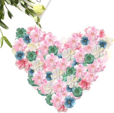60 Stuks Kunstbloem Hoofden voor Decoratie, Zijde Bloemen voor Ambachten, DIY Bruiloft en Feest Versiering, Scrapbooking en Thuis Decoratie