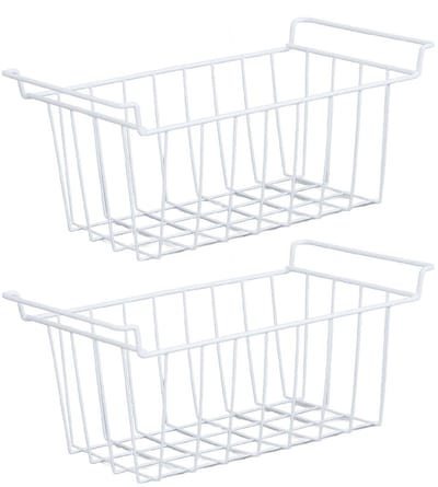 aladdien - Hangende Opbergmanden - 2 Stuks - Metalen Mand voor Vriezer en Koelkast - 45x24.5x20 cm - Ruimtebesparend - Multifunctioneel - Geschikt v...