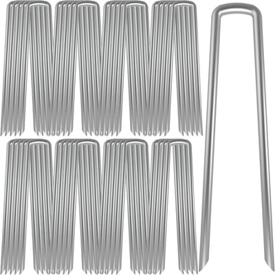 AAGUT Tuinpalen hek grondpaal tentankers werf metalen landschapsnietjes zwaar verzinkt 30 cm 8 gauge 40 stuks gazonspelden voor hondenschermen, onkruidbarrièrestof, kippengaas