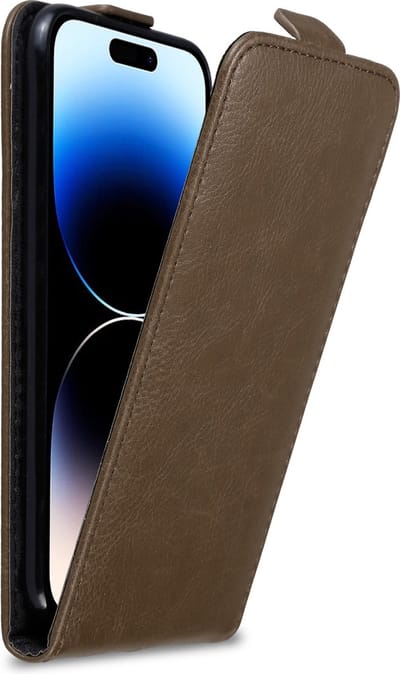 Cadorabo Hoesje geschikt voor Apple iPhone 14 PRO in KOFFIE BRUIN - Beschermhoes in flip design Case Cover met magnetische sluiting