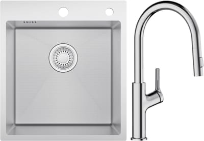 CECIPA max Spoelbak voor keuken 44*49CM - Spoelbak Keuken Met U-Uitloop Keukenkraan - Enkele spoelbak Met waterafvoersysteem - Voor 45 cm Kast - RVS