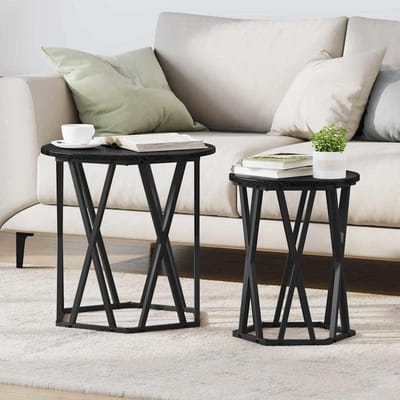 Ronde salontafel - Bijzettafel - Woonkamer inrichten - Stalen frame - 50x50x50 cm - Zwart