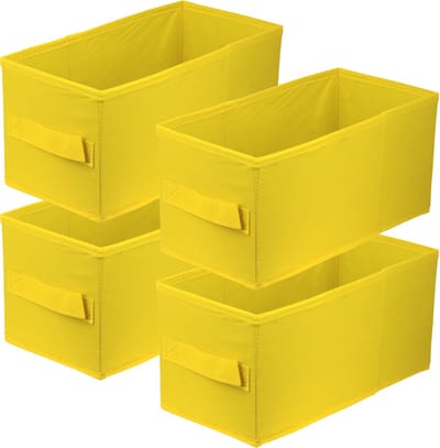LAVITA Opbergmand textiel 15x31x15 Geel 4 stuks - Opvouwbare stoffen opbergbox en organizer voor in kledingkast