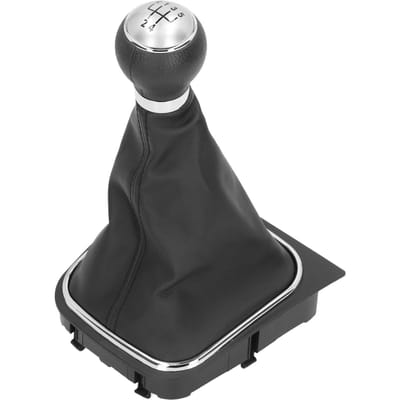 Kit de Soufflet de Levier de Vitesse Manuel 5 Vitesses Bouton de Levier de Vitesse en Cuir PU Pièces de Carrosserie Automobile Silver Cap gray