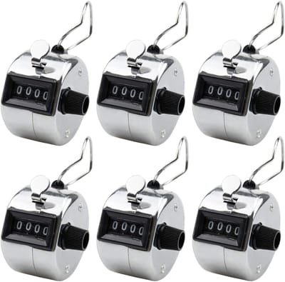 Hand Tally Counters - Lap Counters Clickers - Activiteiten Registratie - Mechanisch Geen Batterijen - 4 Cijfers 0-9999 - Zilver
