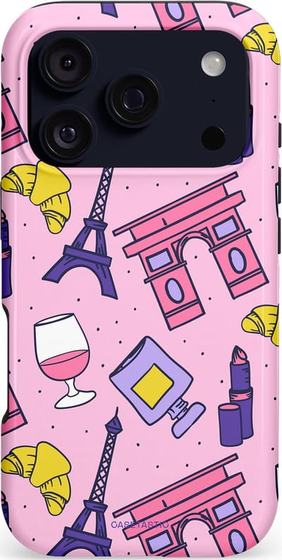 Casetastic hoesje geschikt voor Apple iPhone 17 Pro - MagSafe - Dubbellaagse bescherming - Trip to Paris - Fashion Case - Lichtroze Lila