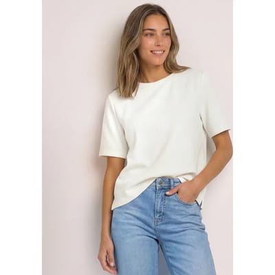 Shirt met ronde hals en structuur