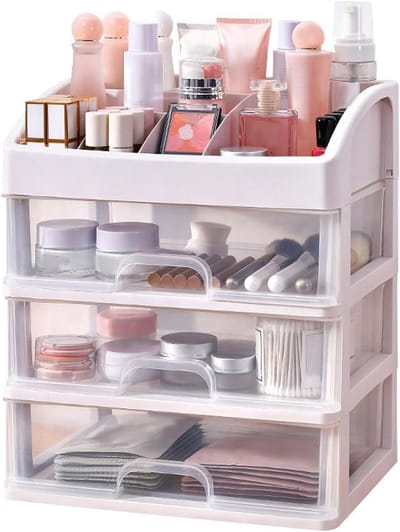 Bureau Organizer - Bureau Lades - Opbergen Kantoor - 3 Doorzichtige Lades - 233 x 17 x 268 cm - Wit
