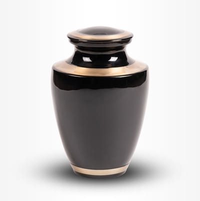 Messing Urn Groot 3,7 liter Zwart Goudkleurig Horizontale lijn - Urn voor Menselijke As - Crematie Urn voor As Volwassenen