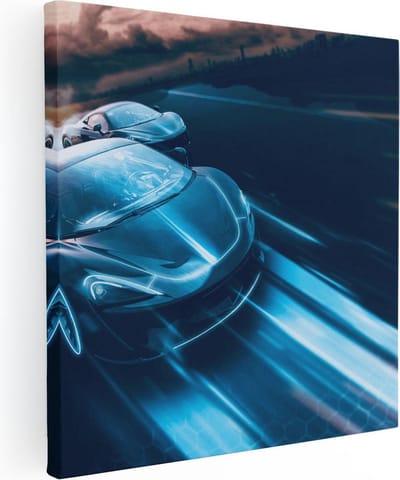 Artaza Canvas Schilderij Sportauto - 80x80 cm - Wanddecoratie Auto - Muurdecoratie Mancave - Kamer Accessoires Woonkamer