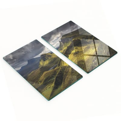 Glazen snijplanken met Quiraing-afbeeldingen, Schotland, 2x30x52 cm