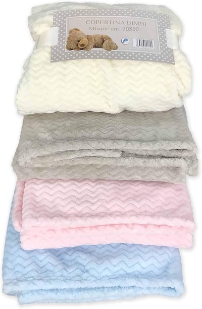 Zachte fleece deken 70x90 cm voor wieg en kinderwagen - dik en warm, 4 kleuren