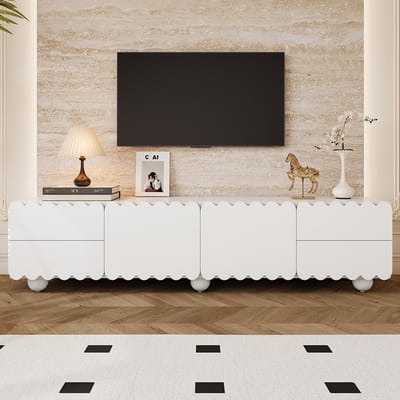 BLACKCOLORS Modern wit tv-meubel, tv-standaard, tv-paneel, lage tv-standaard. Uniek ontwerp. 175 x 38 x 37 cm (L x B x H)