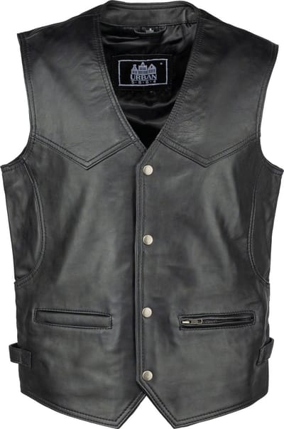 Urban 5884® - Billy - Leren - vest - heren - Zwart- lams leer - gewaxt - Maat M
