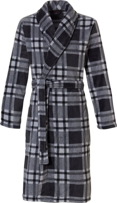 Pastunette heren badjas Fleece - 115CM - Ruit  - M   - Grijs