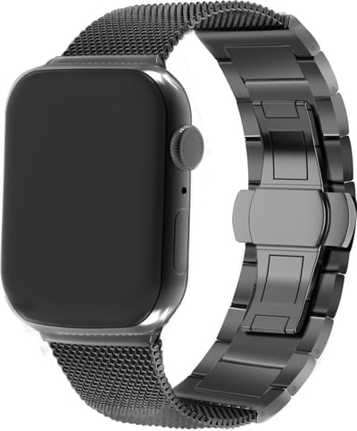 Strap-it Alcantara bandje Geschikt voor Apple Watch Series 1/2/3/4/5/6/7/8/9/10/11/SE/SE2/SE3/Ultra (2/3) in de afmetingen 44mm / 45mm / 46mm / 49mm - bandje gemaakt van kunstleer - Smartwatchbandje met magneetsluiting (zwart)
