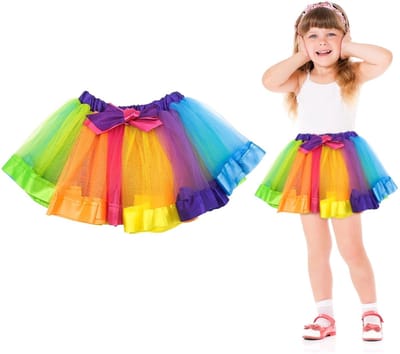 Dailygoods- Tutu Rok Regenboog - Gelaagd - Kleurrijk - Voor Volwassenen - Ballet Dans Rok - Lengte 32 cm - Feestrok