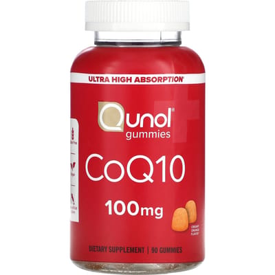 Qunol, CoQ10 gummies, romige sinaasappelsmaak, 100 mg, 90 gummies (50 mg per gummy)