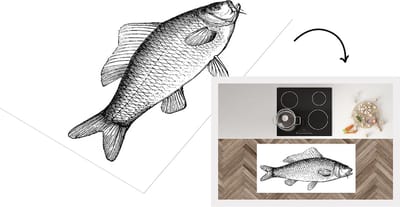 Keukenloper - Loper keuken - Illustratie van een karper vis - 120x60 cm - Keukenloper vinyl