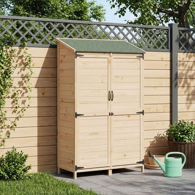 vidaXL - Tuin - Shed - met - dak - Naturel - 106,5 - x - 56 - x - 176 - cm - Massief - Vurenhout