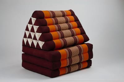 Fine Asianliving Thais Kussen Meditatie Driehoek Vloer Ligmat Yoga Uitklapbaar Kapok 54x180x6cm XL Bordeaux Oranje Meditatie Mat Matras