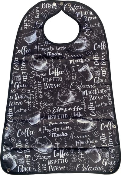 Secobed Wasbare slab voor volwassenen - Koffie print - Met drukknopen - 50 x 75 cm