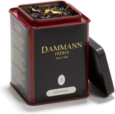 Dammann Frères - Jardin Bleu - Losse Thee - Zwarte Thee - Rabarber, Wilde Aardbeien en Aardbeienaroma's - Smaaktonen van boomgaard en rood fruit - 100gr losse thee