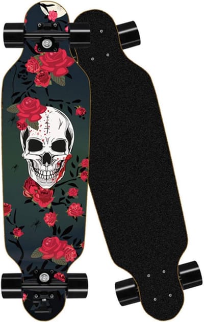 Compleet Skateboard - Cruiser Board - Trucs en Stunts - 8-laags Esdoornhout - 31 x 8 inch - Schedel Thema