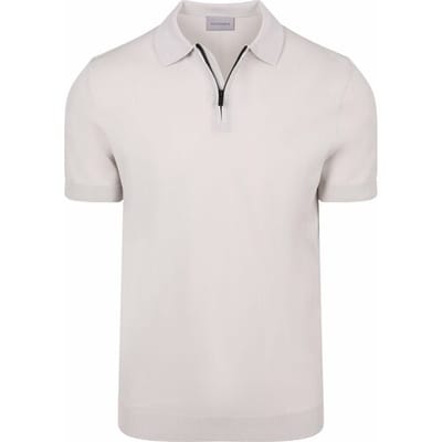 Suitable Knitted Half Zip Polo Dan Ecru - Maat M - Heren - Polo shirt Heren met Korte mouw