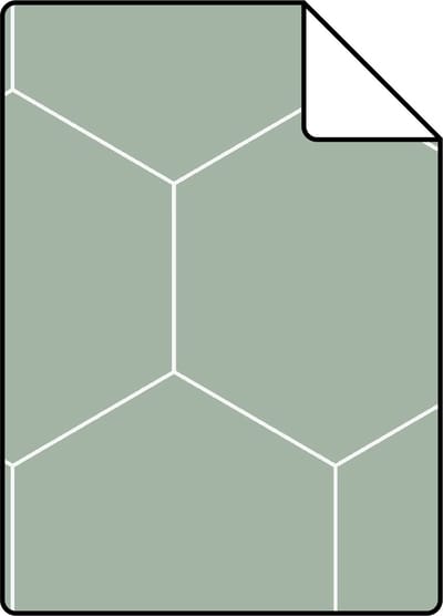 Proefstaal ESTAhome behang hexagon vergrijsd groen en wit - 26.5 x 21 cm - 139227-S