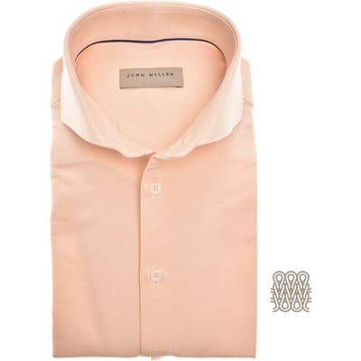 John Miller Overhemd Slim Uni Color Cutaway Collar Tricot Pastel Oranje / male
