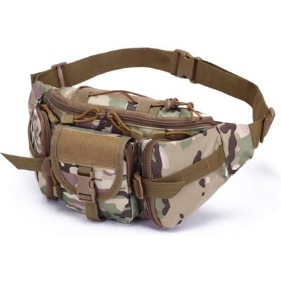 Sac banane imperméable pour sports de plein air, sac de poitrine multifonctionnel pour la pêche, sac banane camouflage pour hommes et femmes Below 10L