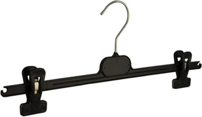 De Kledinghanger Gigant - Knijperhanger - Volwassenen - PG40 - 10 Stuks - Kunststof - Zwart - Verschuifbare Anti-slip knijpers - 40 cm - Rokhanger - Broekhanger - Pantalonhanger - PG-Serie (PG40_00/10)