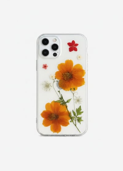 Telefoonhoesje iPhone 13 met oranje gedroogde bloemen