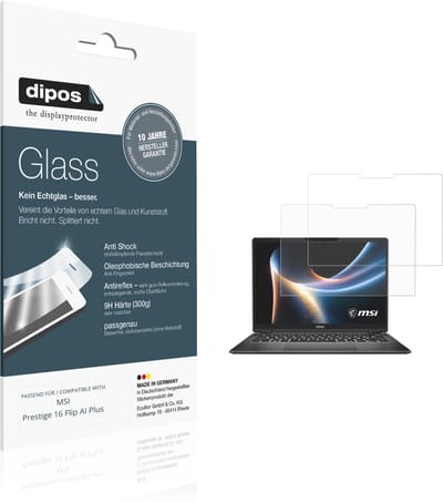 dipos – 2x Matte Pantserfolie geschikt voor MSI Prestige 16 Flip AI Plus | 9H Screenprotector