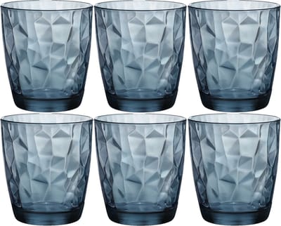 Bormioli Rocco Diamond waterglas - Blauw - 30 cl - Set-6