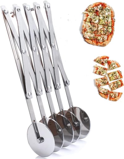 Deegsnijder 5 Wielen - Pizza snijder - Bakken en Koken - Verstelbare afstand - 25.4 cm - Zilver