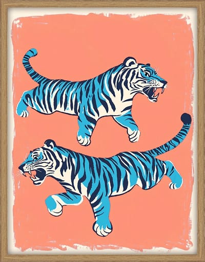 HomeBound by KY | Schilderij met frame tigers | schilderij | 55x70x3,3cm