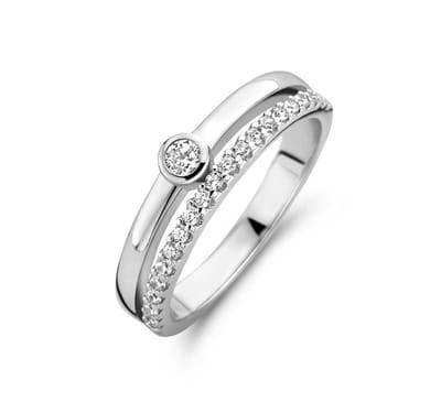 Zilver Gerhodineerde Ring zirkonia 1333984 16.00 mm (50)
