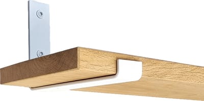 GoudmetHout® Wandplank Industrieel - 40 x 20 cm Muurplank - Eiken Hout - Decoratie Wandrek & Boekenrek - Hangplank Keuken - Wall Shelf + 2 Mat Witte Plankdragers van Staal