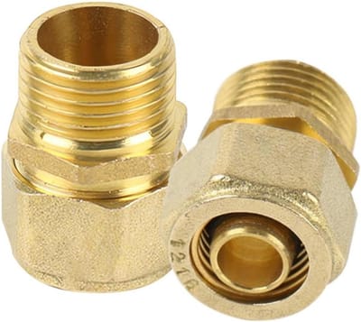 Screw Fitting Transition, 2 Pieces, 16 mm x 1/2 AG Male Thread, Clamp Ring Screw Connection, Brass Clamp Ring Screw - ShopVlot