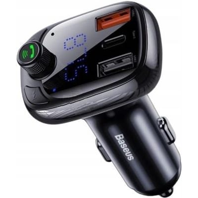 Baseus S-13 Serie - Bluetooth Ontvanger & Autolader - 28W - Zwart - LED-Display
