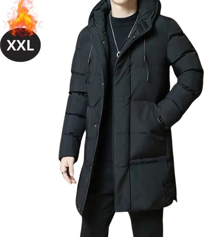 Livano Winterjas - Parka - Heren - Winter - Jas - Volwassen - Stijlvol - Met Capuchon - Gewatteerde Jas - Zwart - XXL