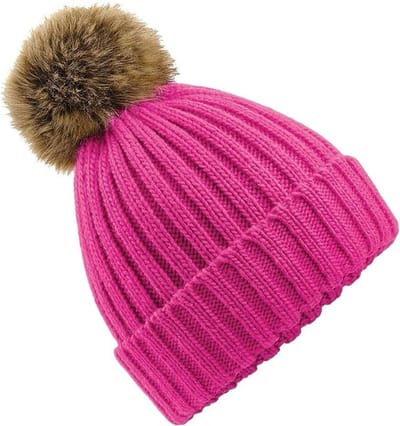 Winter muts met pompon roze