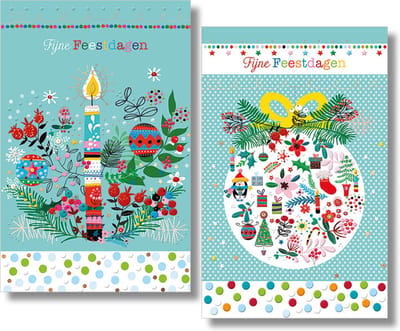 MGPcards - 2 doosjes à 10 Luxe dubbele wenskaarten - Kerst/Nieuwjaar - Foliebewerking - Witte envelop - 10.5 x 16 cm - 2 Motieven per doosje
