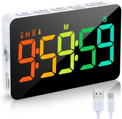 Keukentimer digitale 5 inch - 6 vaste kleuren en 4 verloopkleuren - instelbare helderheid en volume - ShopVlot